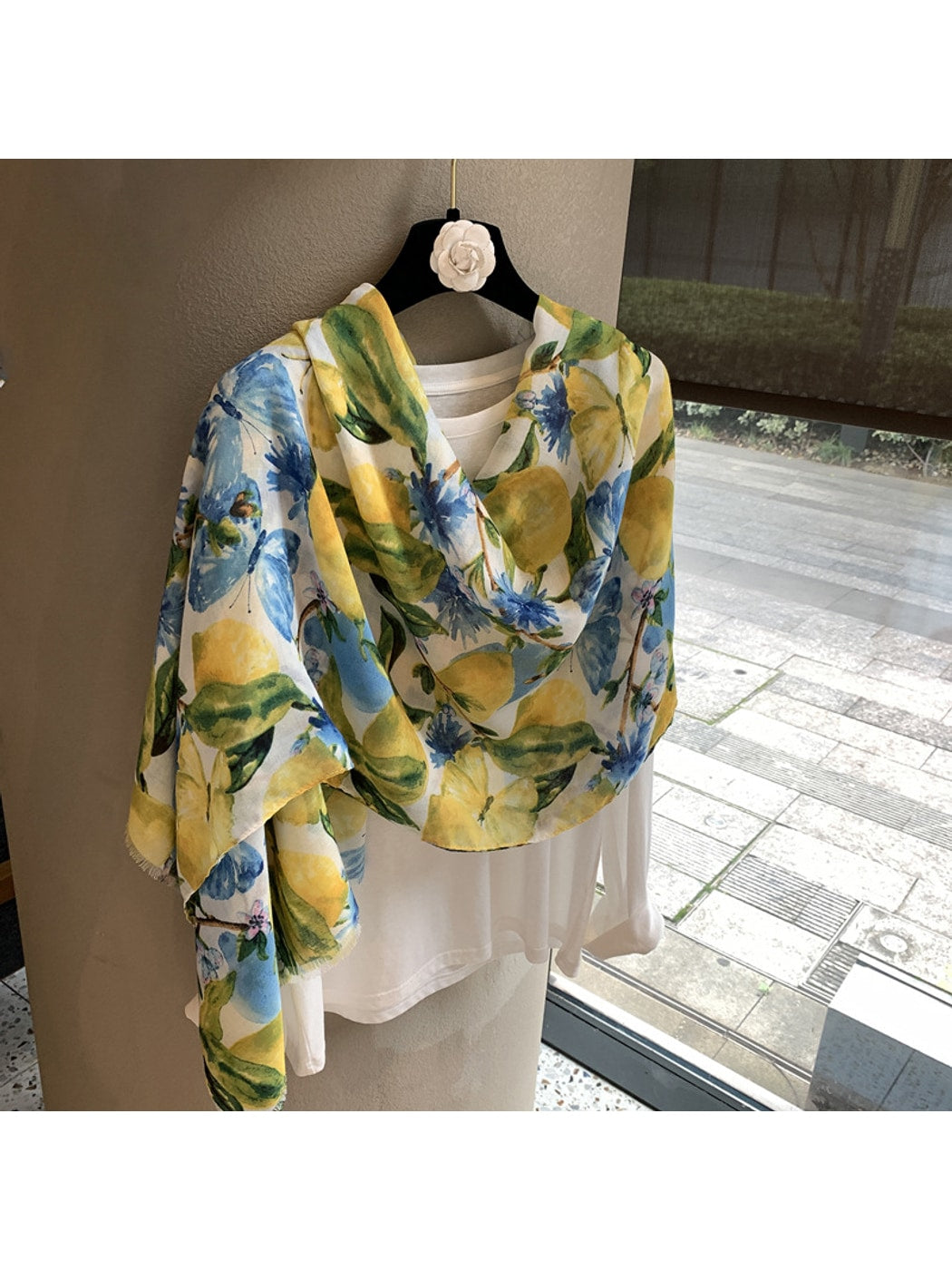 Scarvii - Lemon Print Rectangular Wrap Scarf