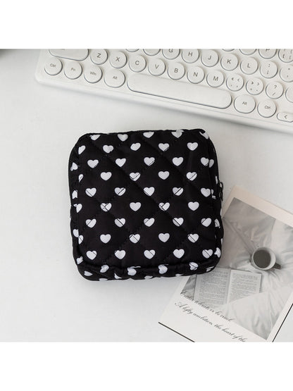 Cosbai - Bow and Heart Pattern Quilted Pouch