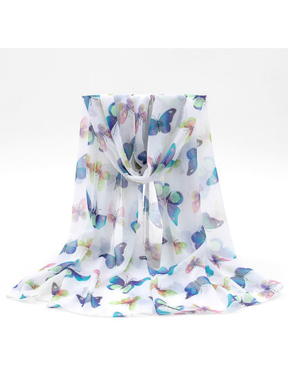 Scarvii - White Butterfly Print Scarf