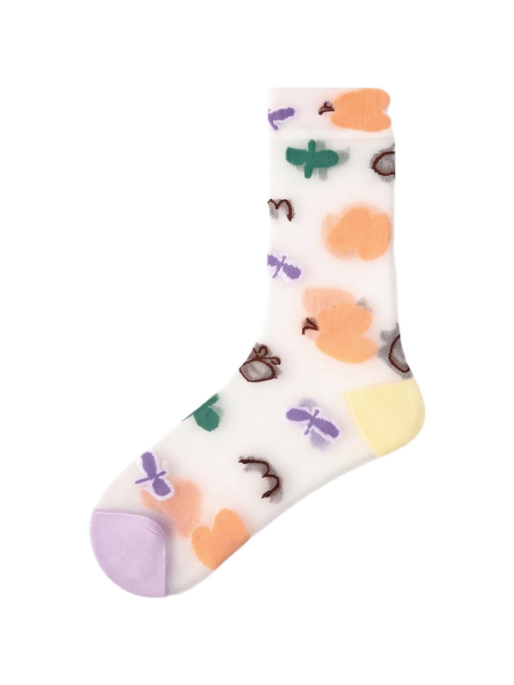 Rufia - Colorful Sheer Floral Stripe Crew Socks