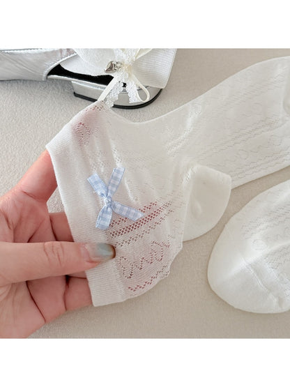 Rufia - Lace Bow Heart Pattern Women's Crew Socks