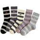 Rufia - Stripes Mid-calf Socks with Dog Patterns