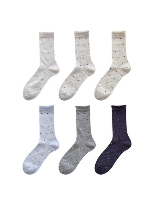 Rufia - Lace Trim Polka Dot Crew Socks product image 1
