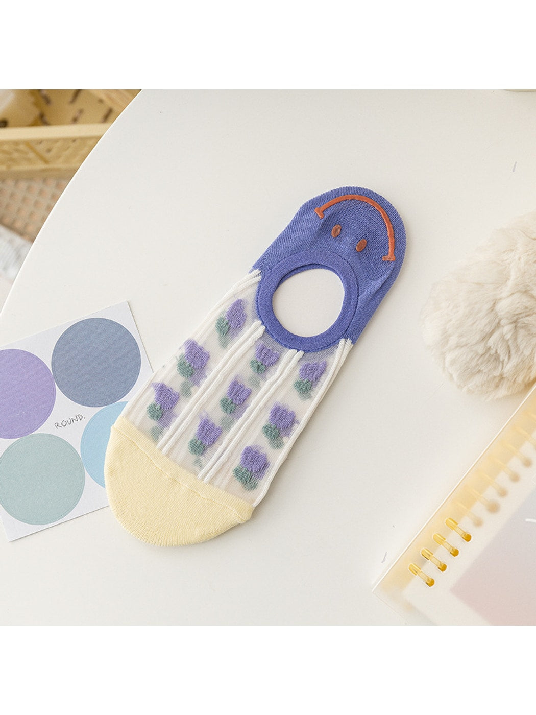 Rufia - Smiley Face Candy-colored No-Show Socks