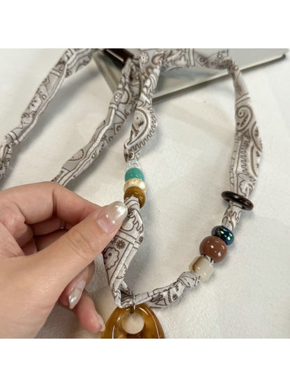 Scarvii - Retro Paisley Beaded Pendant Necklace