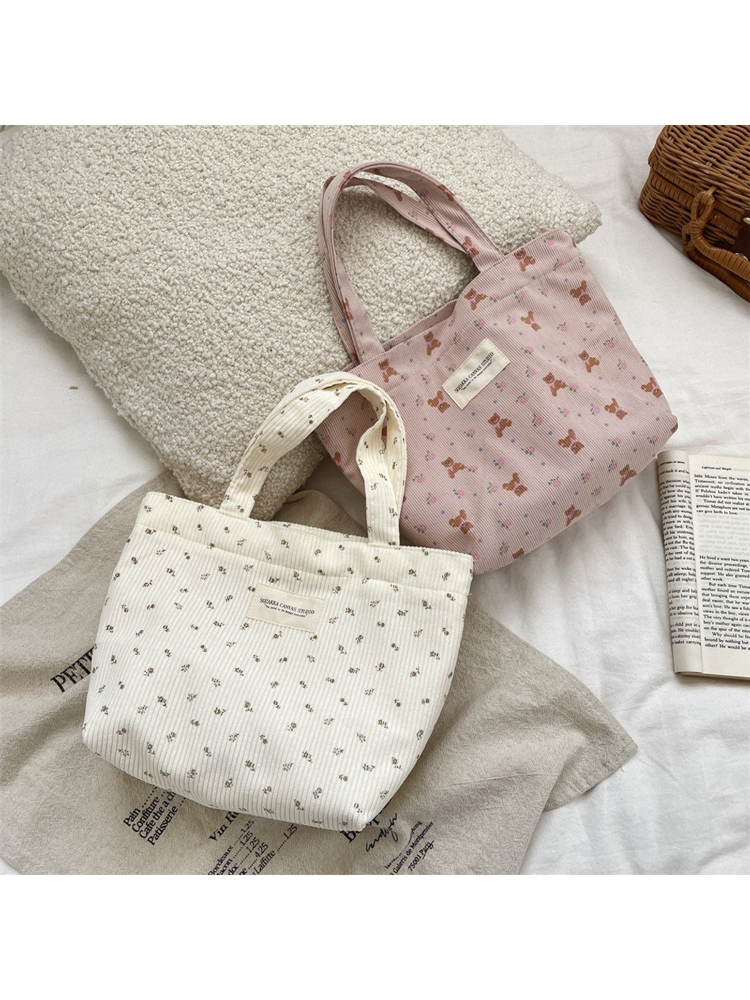 Cosbai - Floral Print Hand Tote Bag