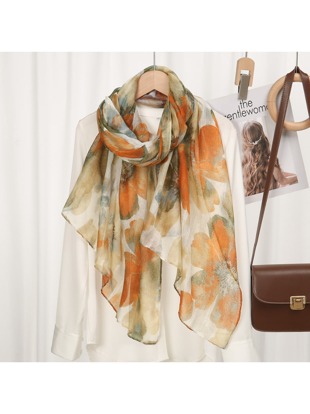 Scarvii - Soft Floral Print Spring Summer Scarf