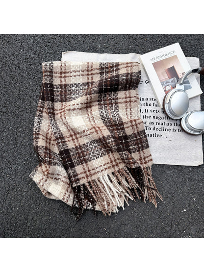 Scarvii - Vintage Plaid Fringe Winter Scarf