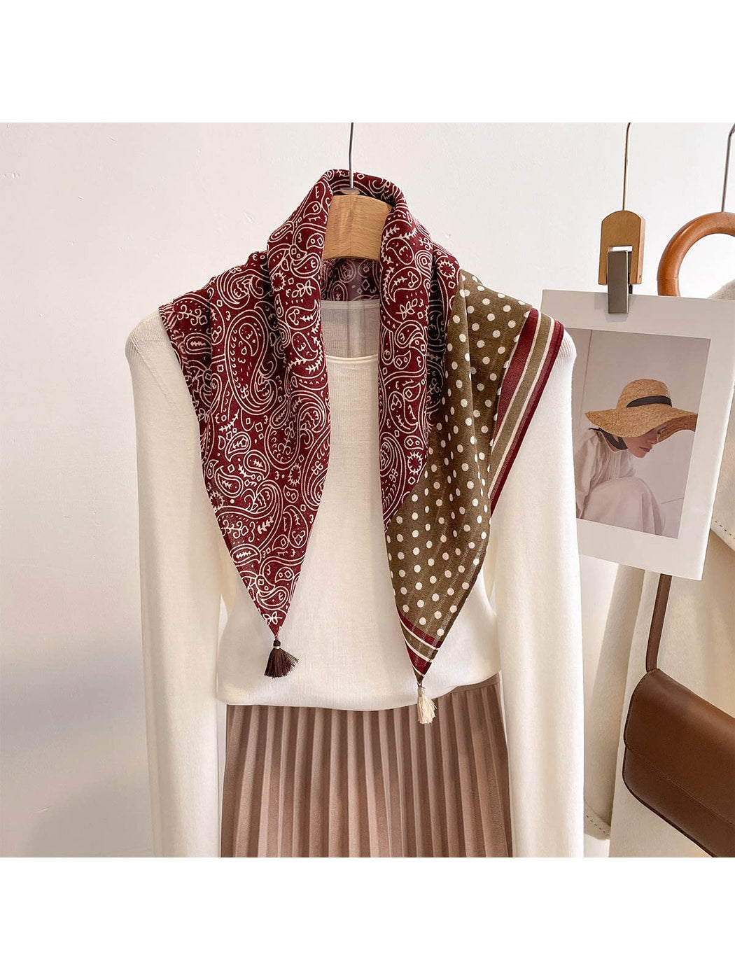 Scarvii - Retro Mixed Paisley Print Square Scarf