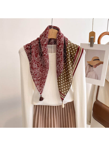 Scarvii - Retro Mixed Paisley Print Square Scarf
