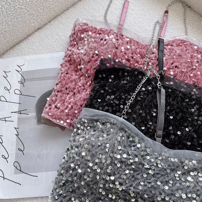 Vesty - Bright Sequin Party Tank Top - Slimming & Chic