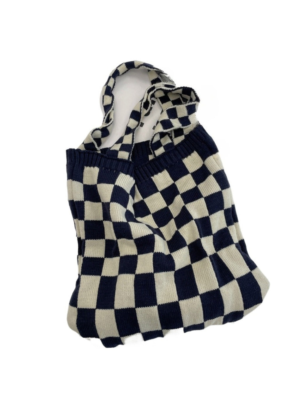 Cosbai – Knitted Checkered Tote Bag