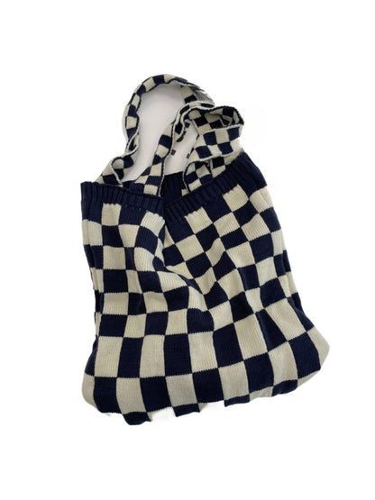 Cosbai – Knitted Checkered Tote Bag