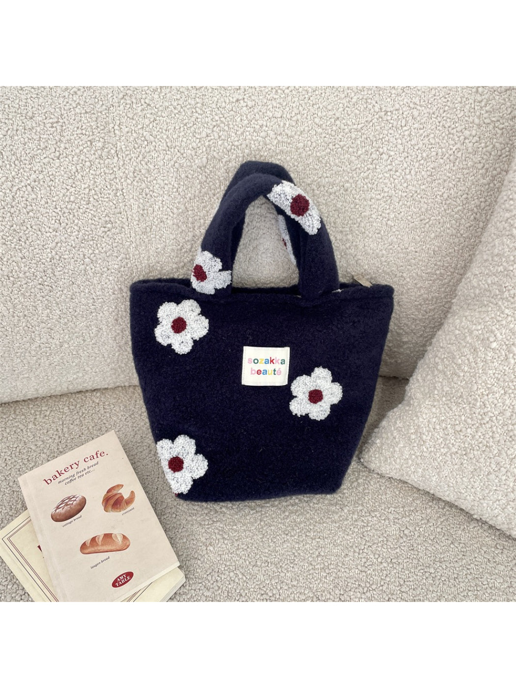 Cosbai - Mini Plush Flower Tote Bag