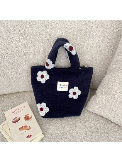 Cosbai - Mini Plush Flower Tote Bag