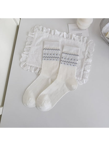 Rufia - Ruffle Trim Bow Detail Women's Crew Socks