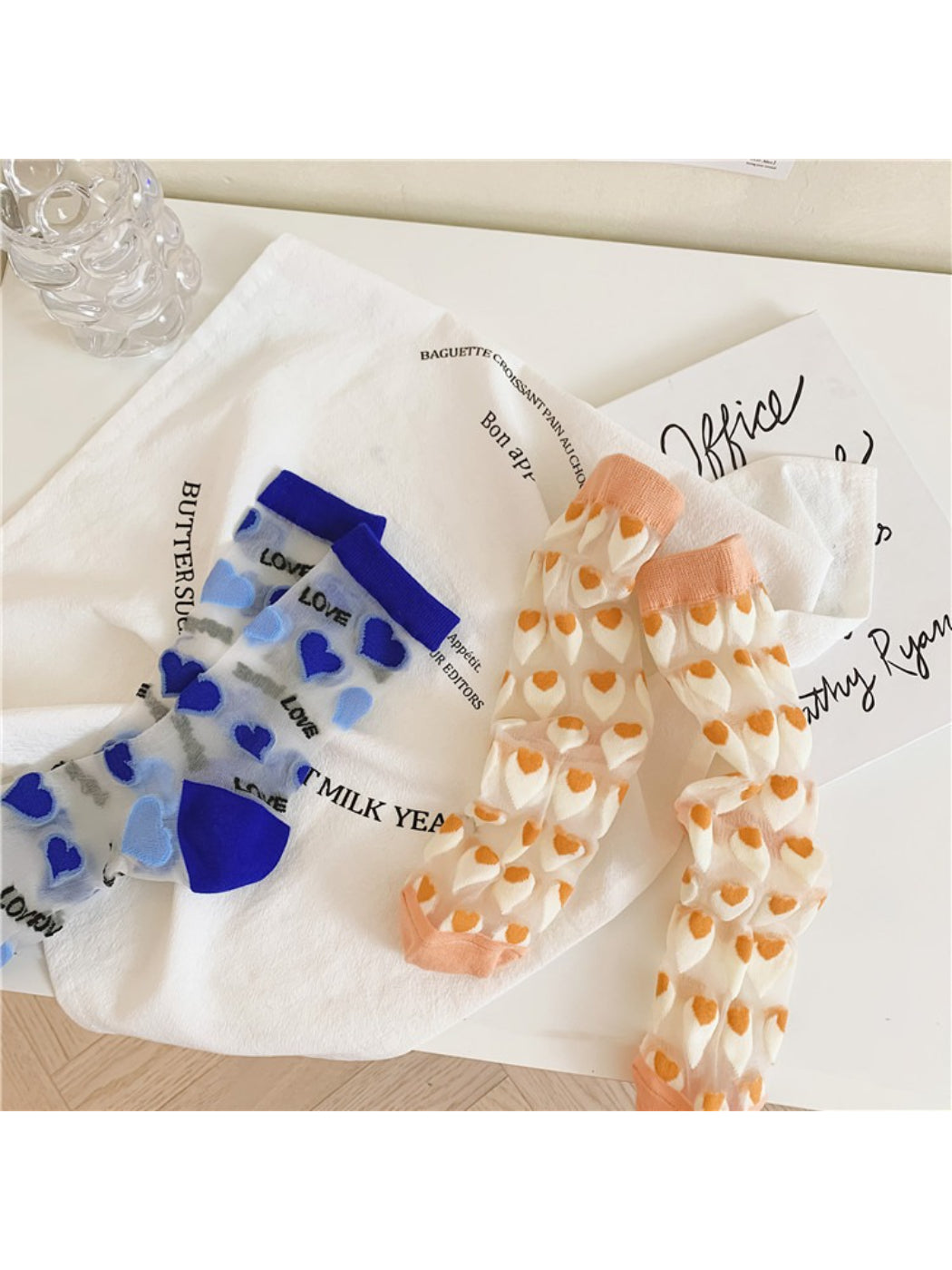 Rufia - Heart Pattern Sheer Socks
