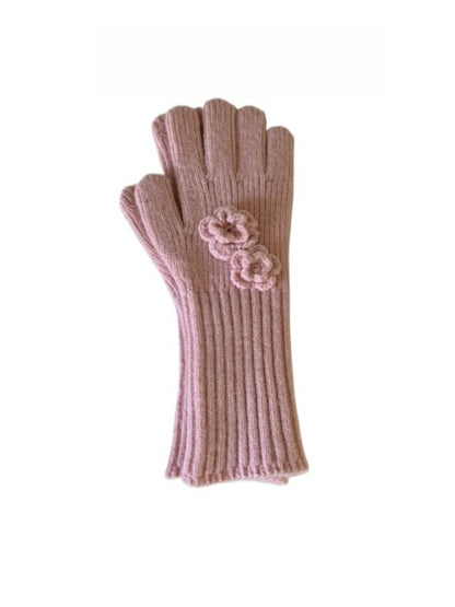 Gloving - Thickened Full-Cover Knitted Gloves with Flower