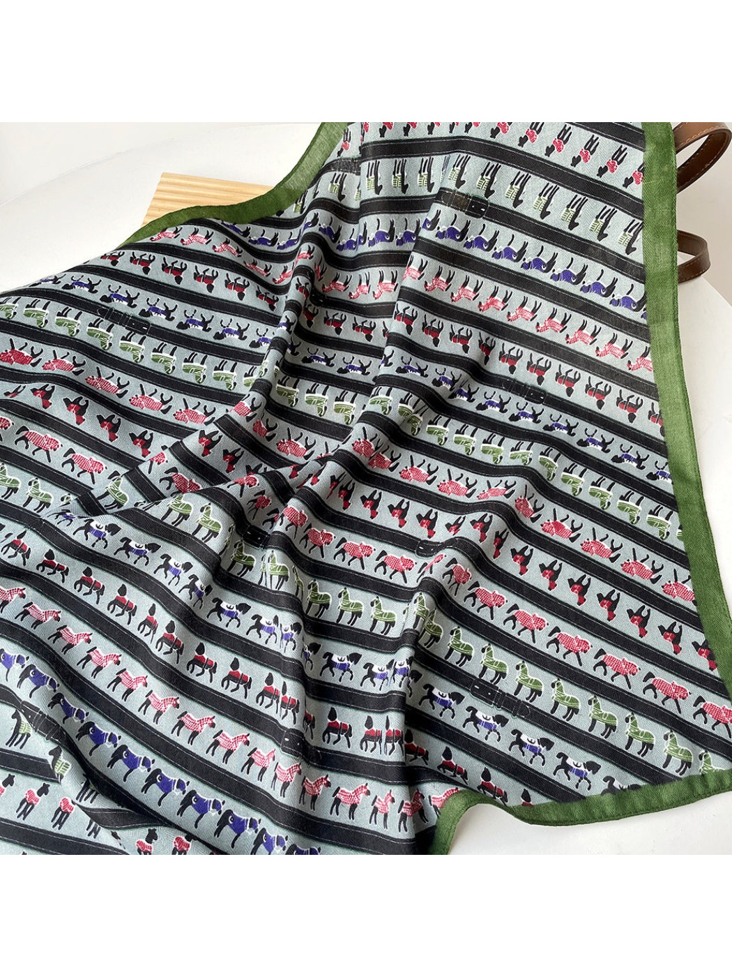 Scarvii - Stripe Animal Print Square Scarf