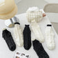 Rufia - Black and White Lace Trim Ankle Socks