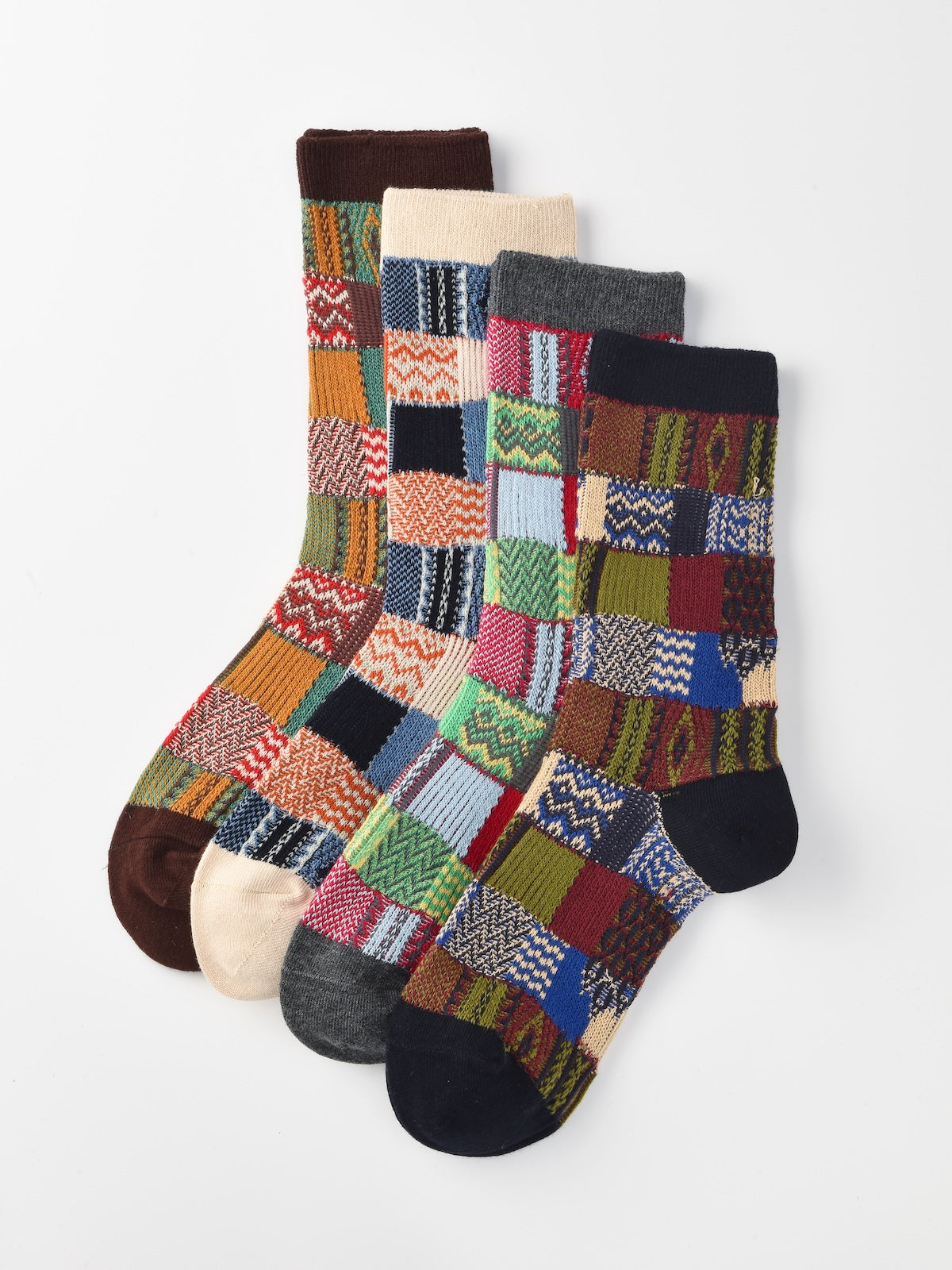 Rufia - Retro Plaid Colorblock Crew Socks
