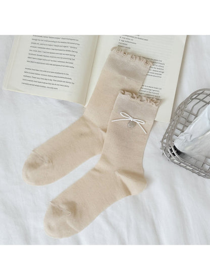 Rufia - Muted Bow Ruffle Crew Socks