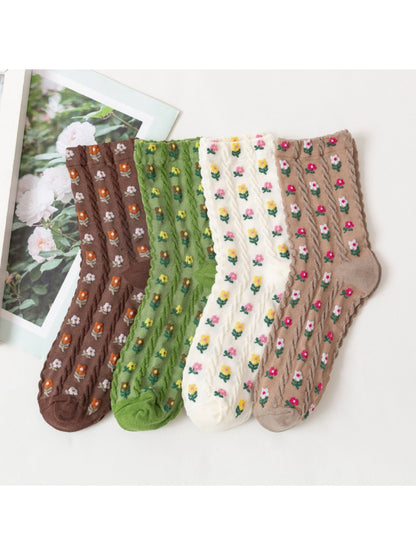 Rufia - Vintage Floral Knit Crew Socks product image 1