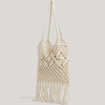 Cosbai - Boho Fringe Crochet Shoulder Bag