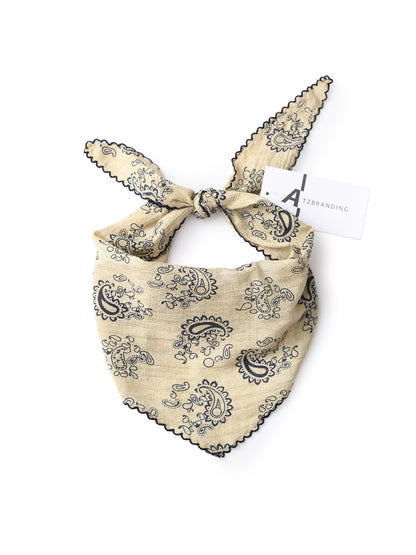 Cream Scarvii Paisley Print Triangle Scarf with Lace Edge