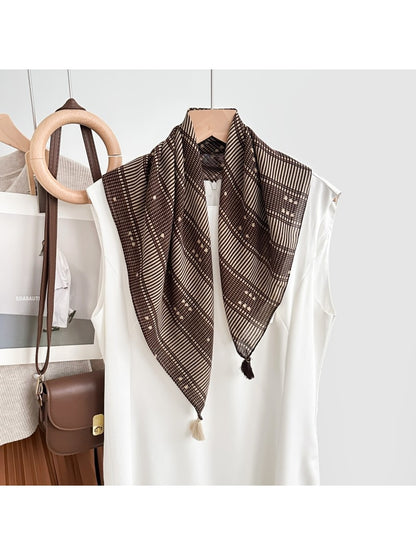Scarvii - Striped and Dot Pattern Square Scarf
