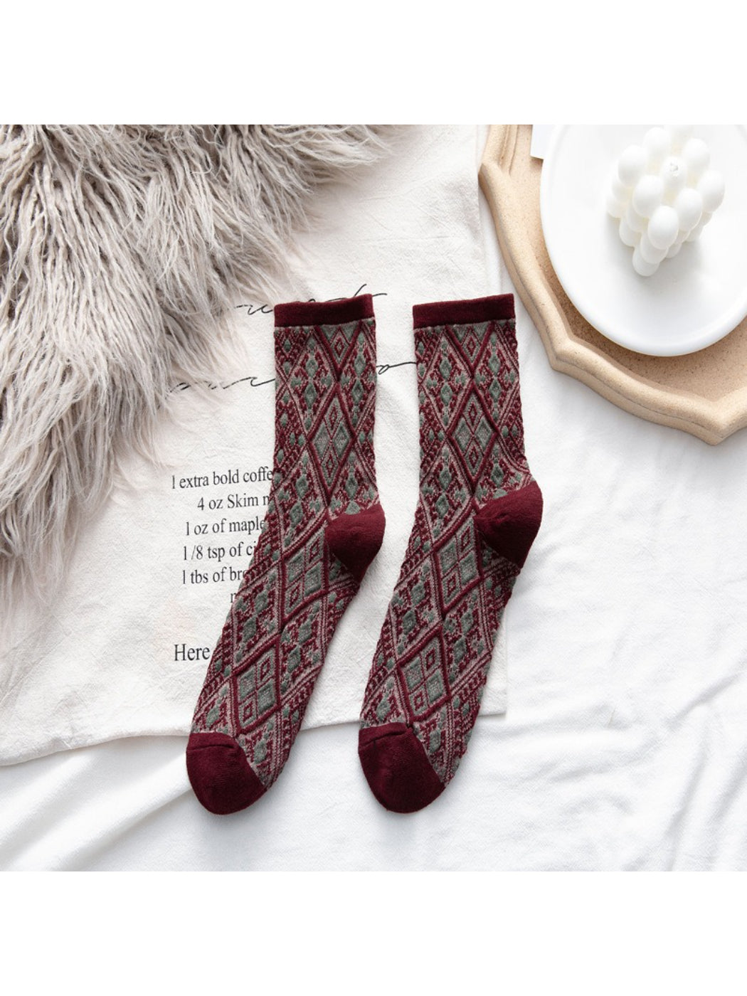 Rufia - Diamond Stitch Crew Socks