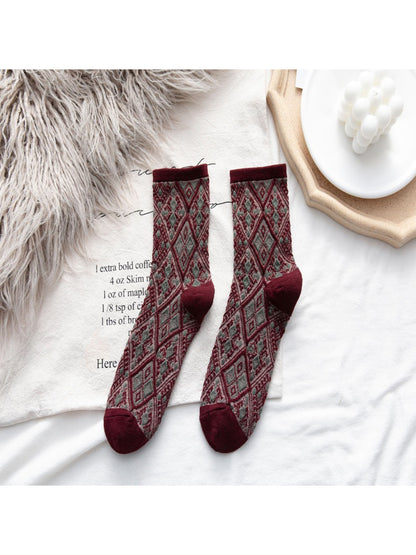 Rufia - Diamond Stitch Crew Socks