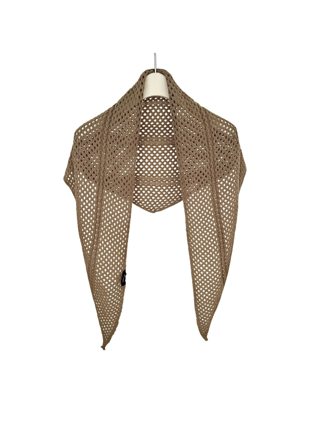 Scarvii - Openwork Mesh Knit Triangle Scarf