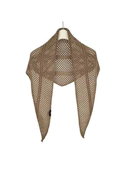 Scarvii - Openwork Mesh Knit Triangle Scarf