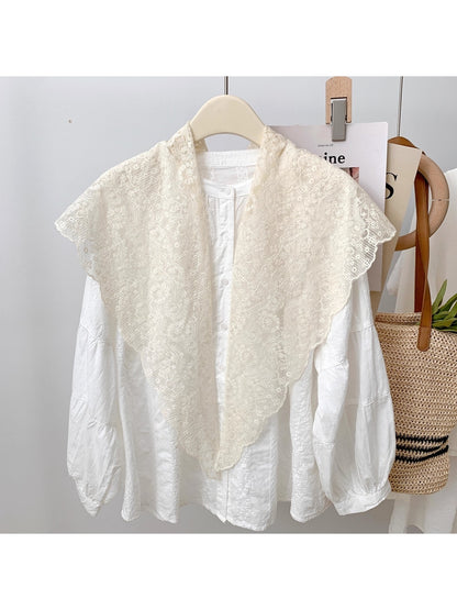 Scarvii - Beige Lace Style Triangle Scarf