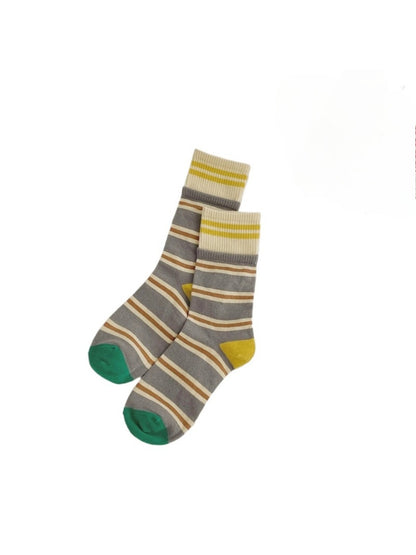 Rufia - Colorful Patchwork Stripe Mid-Calf Socks - Classic & Fresh