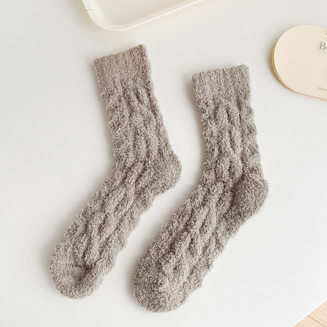 Rufia - Solid Color Soft Coral Fleece Socks