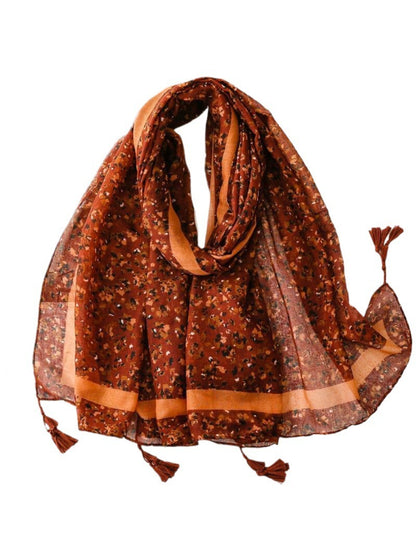 Scarvii - Small Floral Print Lightweight Scarf