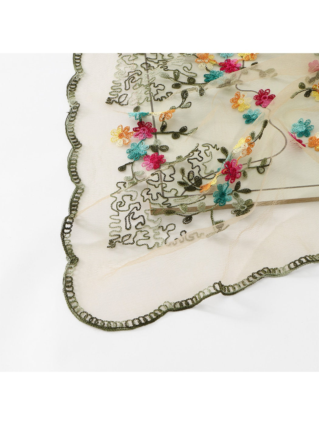 Scarvii - Lace Embroidered Floral Scarf