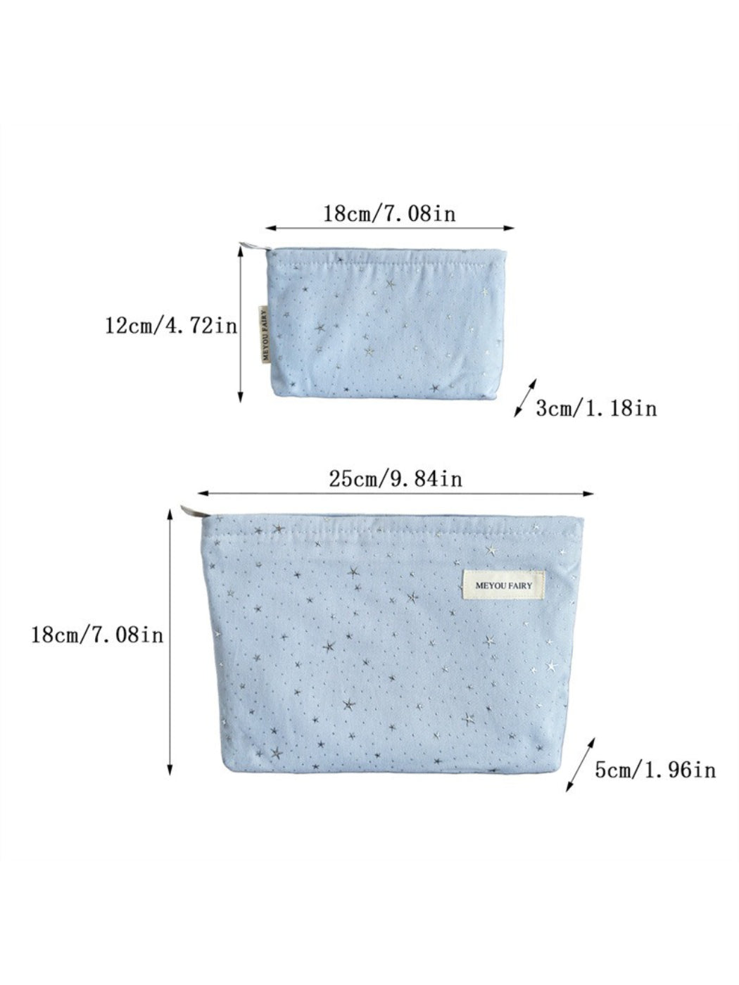 Cosbai Soft Star Print Zip Bag folded showing star print