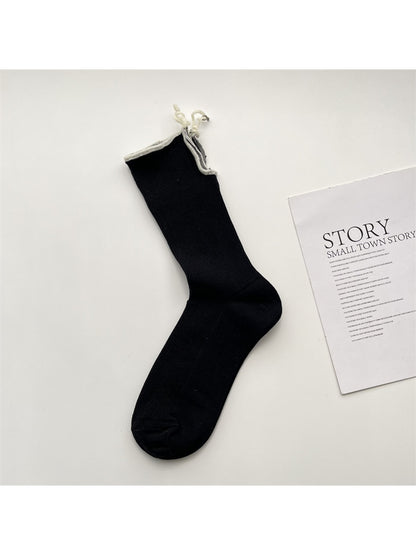 Rufia - Pastel Solid Ribbed Fashion Crew Socks