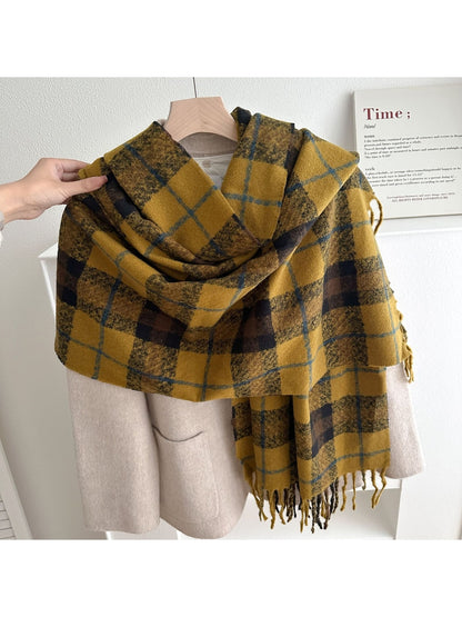 Scarvii - Double-Sided Plaid Fringed Winter Scarf