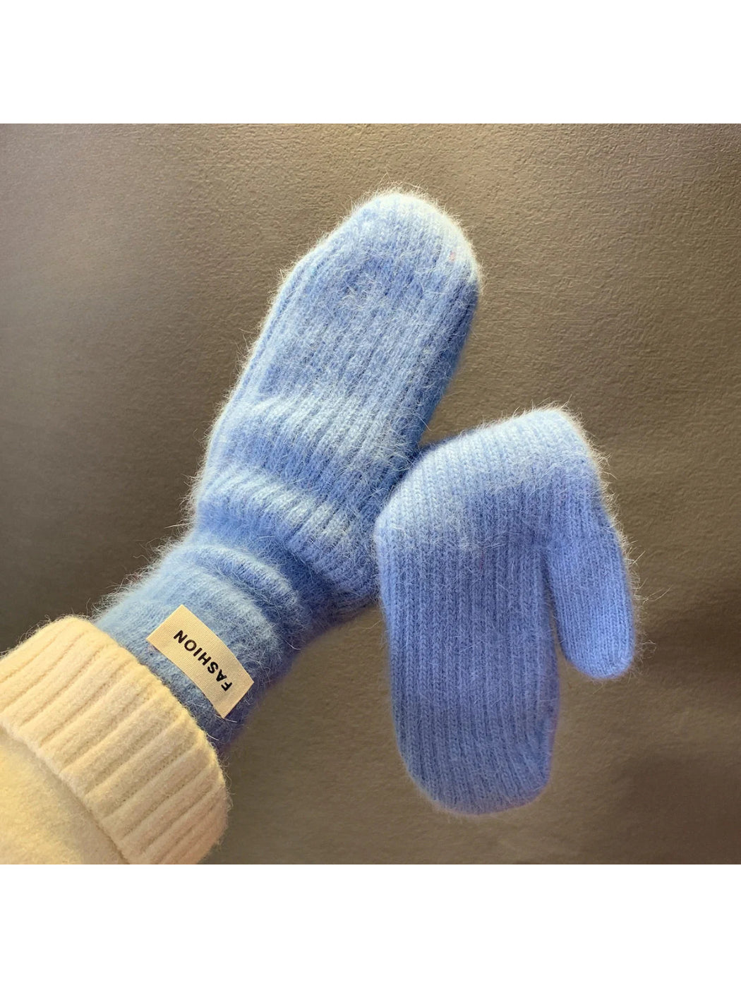 Gloving - Fuzzy Rib-Knit Cuff Mittens