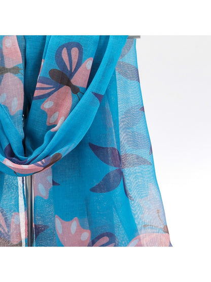 Scarvii - Blue Butterfly Print Women’s Scarf