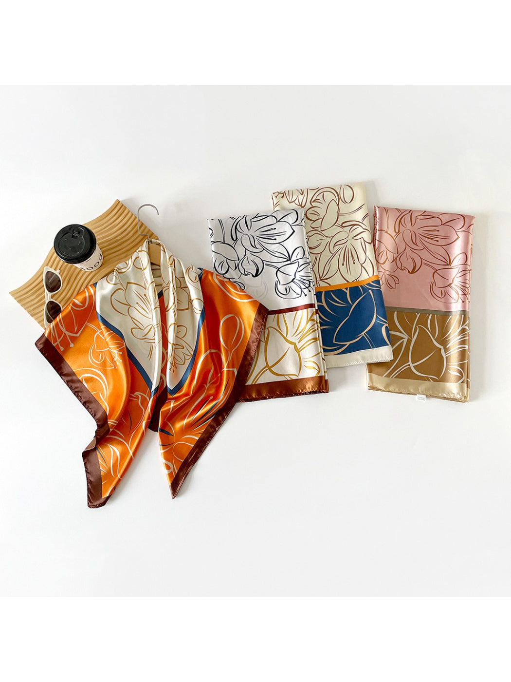 Scarvii - Abstract Floral Line Art Square Scarf