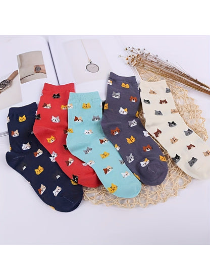Rufia - Cute Cat Face Pattern Crew Socks product image 1