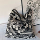 Cosbai - Embroidered Flower Shoulder Tote Bag - Basic & Simple