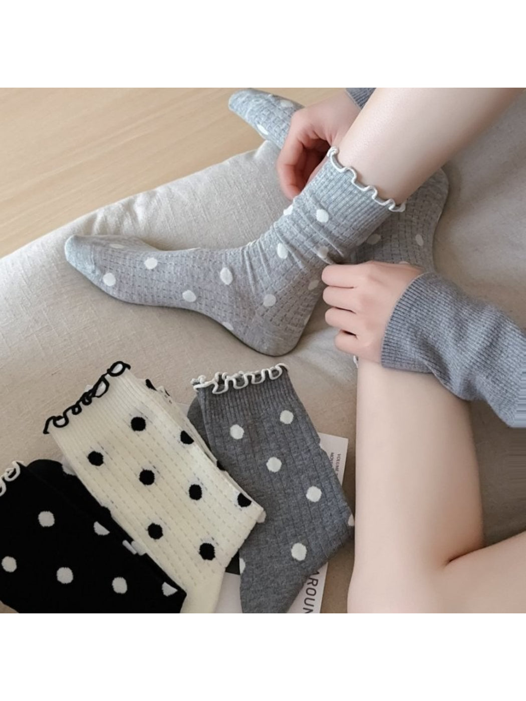Rufia - Cute Polka Dot Crew Socks product image 1