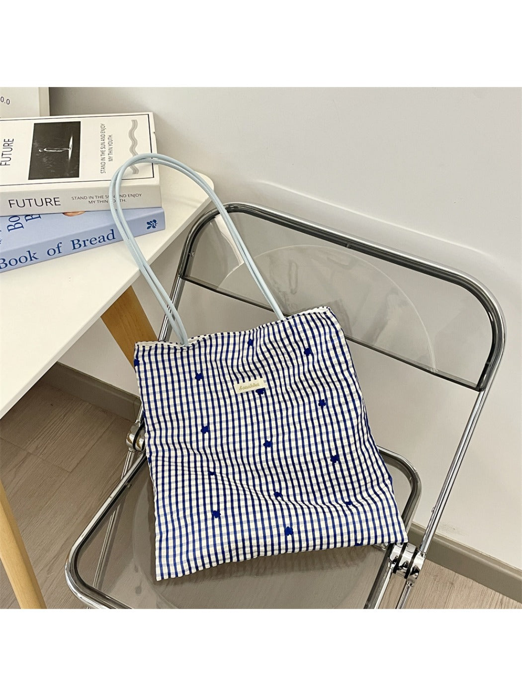 Cosbai – Sweet Gingham Shoulder Tote Bag