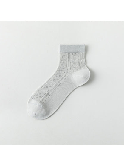 Rufia - Elegant Sheer Mesh Detail Crew Socks